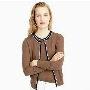 J Crew Tipped Lightweight Wool Jackie Cardigan Set